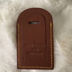 Louis Vuitton Tan Leather Tag with Yellow Stitching